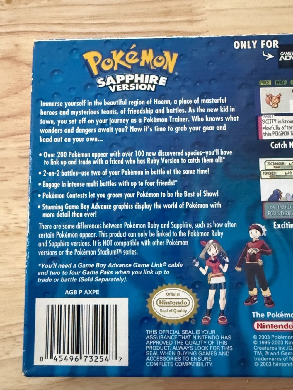 RARE Authentic Pokemon Sapphire Game Boy Advance Vintage CIB